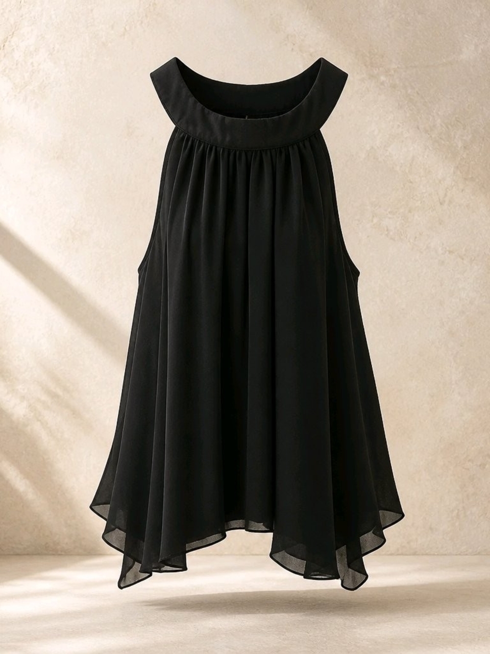 Navy Sleeveless Halter Swing Blouse